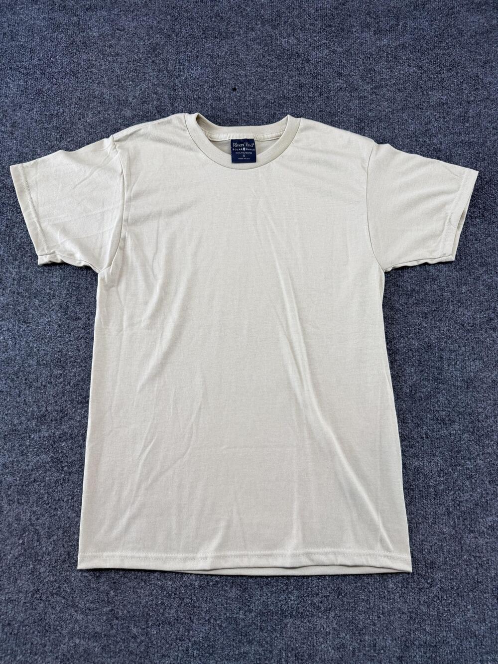 Rivers' End Shirt Mens Small Beige Solar Shield UV Protection Made USA Crewneck
